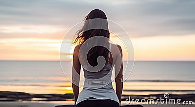 young woman meditating in yoga pose in nthe nature, woman meditating in nature, woman doing yoga exercise Stock Photo