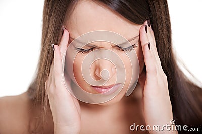 Young woman with migraine Stock Photo