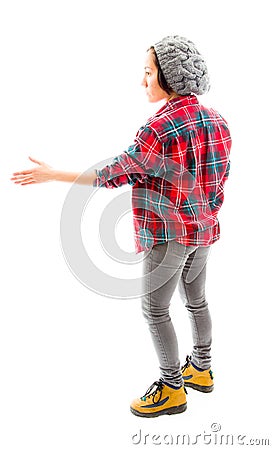 Young woman offering hand for handshake Stock Photo