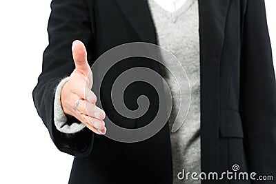 Young woman offering Hand for a handshake Stock Photo