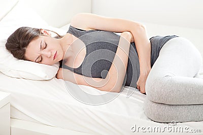 Young woman in pain Stock Photo