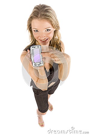 Young woman with palmtop / mobile phone Stock Photo