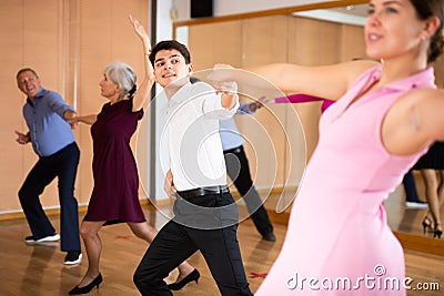 young woman with partner dance jive Stock Photo