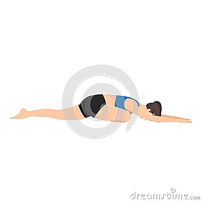 Young woman Pigeon Pose Forward Bend, Sleeping Swan Pose Vector Illustration