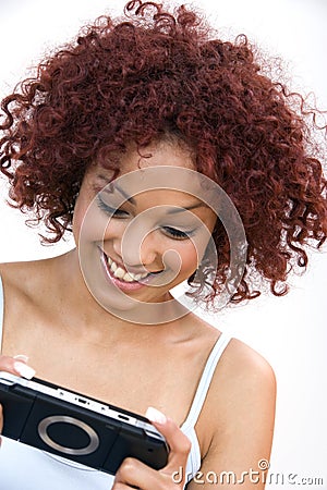 Young woman with a play station Stock Photo