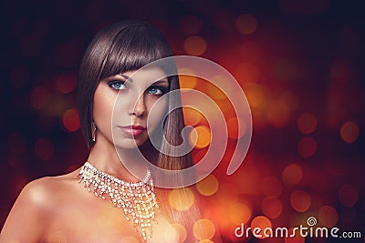 Young woman portrait in night city Stock Photo