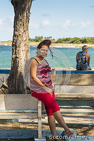 Young woman posing Cojimar Cuba Editorial Stock Photo