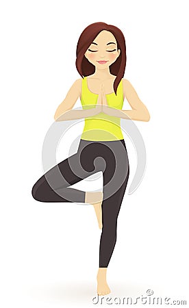 Young woman practicing yoga Vector Illustration