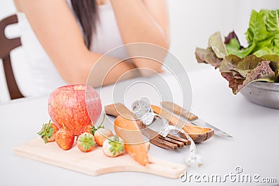 Young woman preferring food Stock Photo