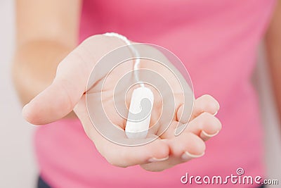 Young woman preparing for menstruation Stock Photo