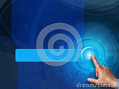 Young woman pressing high tech type of modern buttons Stock Photo