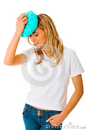 Young woman with headache Stock Photo