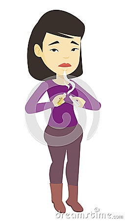 Young woman quitting smoking vector illustration. Vector Illustration