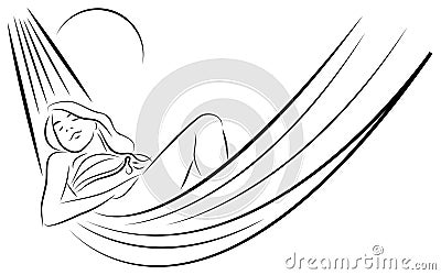 Young woman relaxing in hammock Vector Illustration
