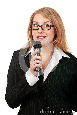 Young woman reporter Stock Photo