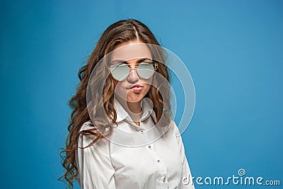 The young woman`s portrait with different emotions Stock Photo