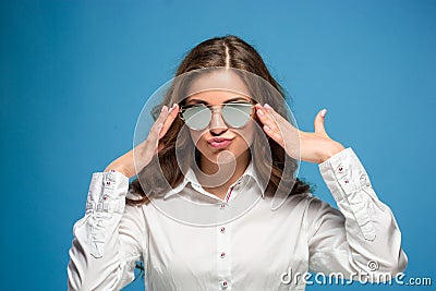 The young woman`s portrait with different emotions Stock Photo