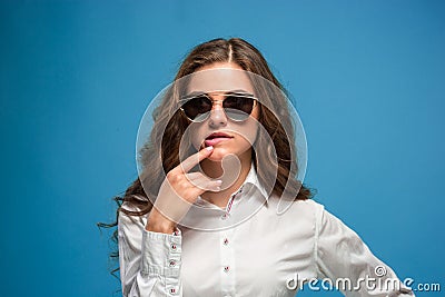 The young woman`s portrait with different emotions Stock Photo