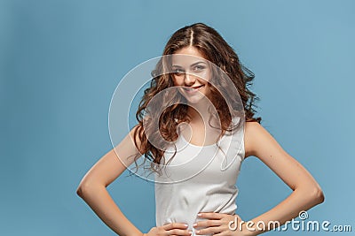 The young woman`s portrait with happy emotions Stock Photo