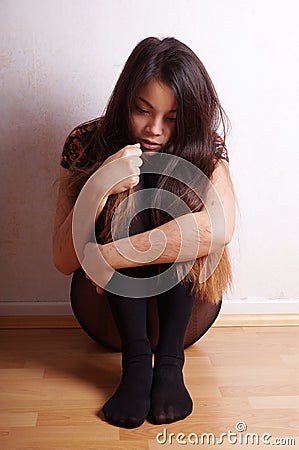 Young woman with scars from self-harm Stock Photo