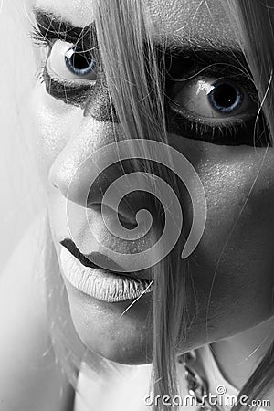 Young woman in semi profile with blue eyes Stock Photo