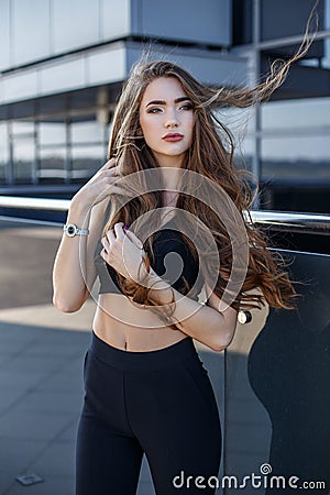 Young woman in a short dress Stock Photo