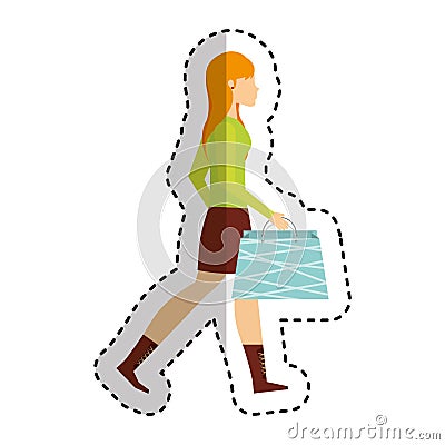 Young woman with shopping bag Vector Illustration