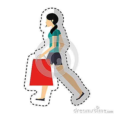 Young woman with shopping bag Vector Illustration