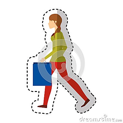 Young woman with shopping bag Vector Illustration