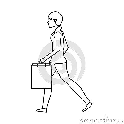 Young woman with shopping bag Vector Illustration