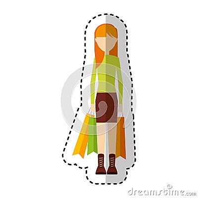 Young woman with shopping bag Vector Illustration