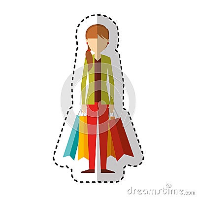Young woman with shopping bag Vector Illustration