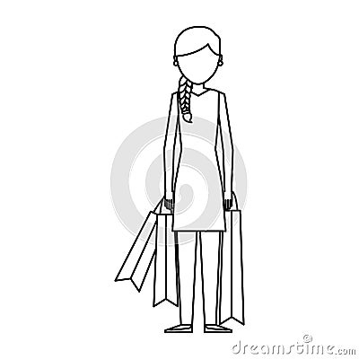 Young woman with shopping bag Vector Illustration