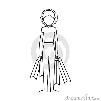 Young woman with shopping bag Vector Illustration