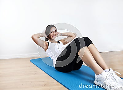 Young woman sit up Stock Photo