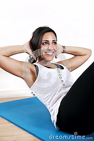 Young woman sit up Stock Photo