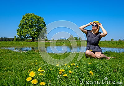 Young caucasian woman is going to bathe Stock Photo