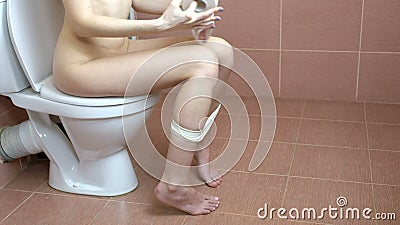 Naked Girl On Closed Toilet Seat