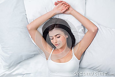 Young Woman Sleeping Bed Concept Stock Photo