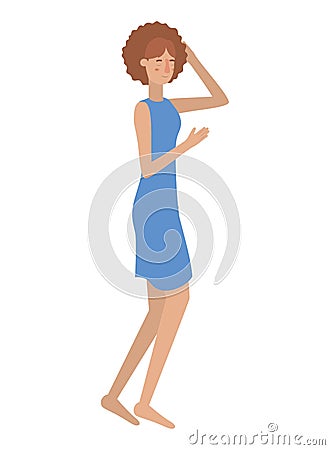 Young woman with sleeping pose avatar character Vector Illustration