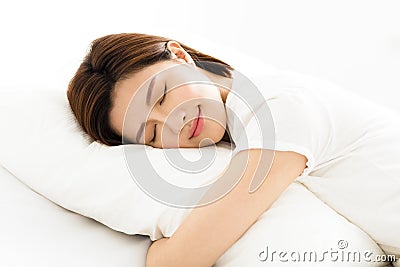 Young woman sleeps in the bedroom Stock Photo