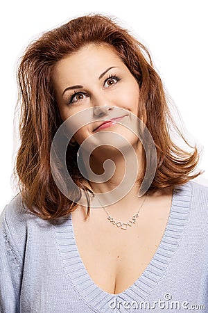 Young woman smiles, emotions, close-up Stock Photo