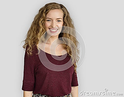 Young Woman Smiling Cheerful Concept Stock Photo