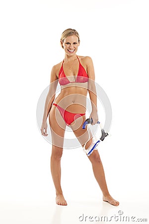 Young woman with snorkel Stock Photo