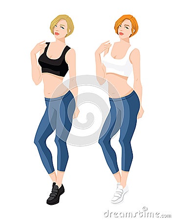 Young woman in sportswear Vector Illustration