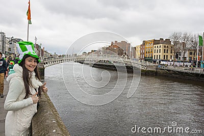 Young woman with St. Patrick's hat Stock Photo