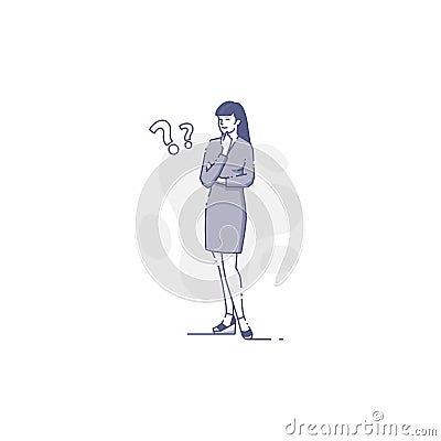 Young woman stands and thinks Stock Photo