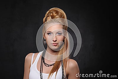 Young woman with styled hair Stock Photo