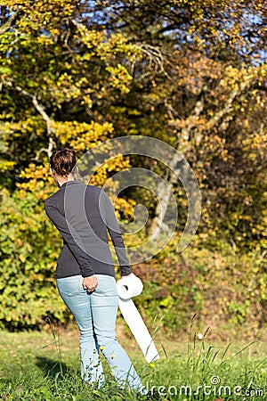 Young woman suffering about diarrhea Stock Photo