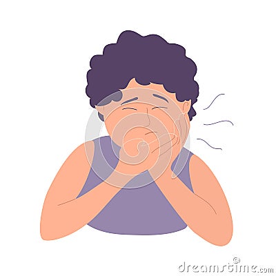 A young woman suffers from a toothache Vector Illustration